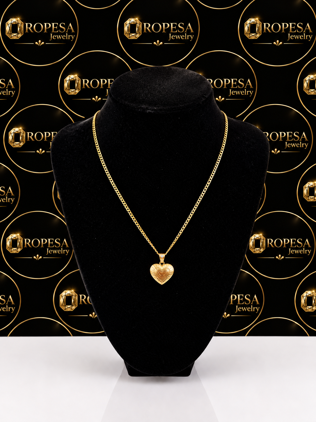 ✨Cadena Corte Brillo con Dije de Corazón ORO 10K❤️
